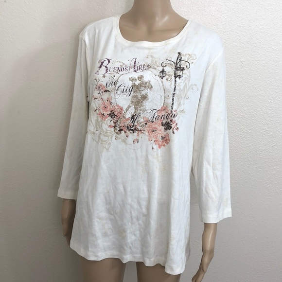🆕 Nicole Miller 100% Cotton Buenos Aires T-Shirt - Picture 1 of 9